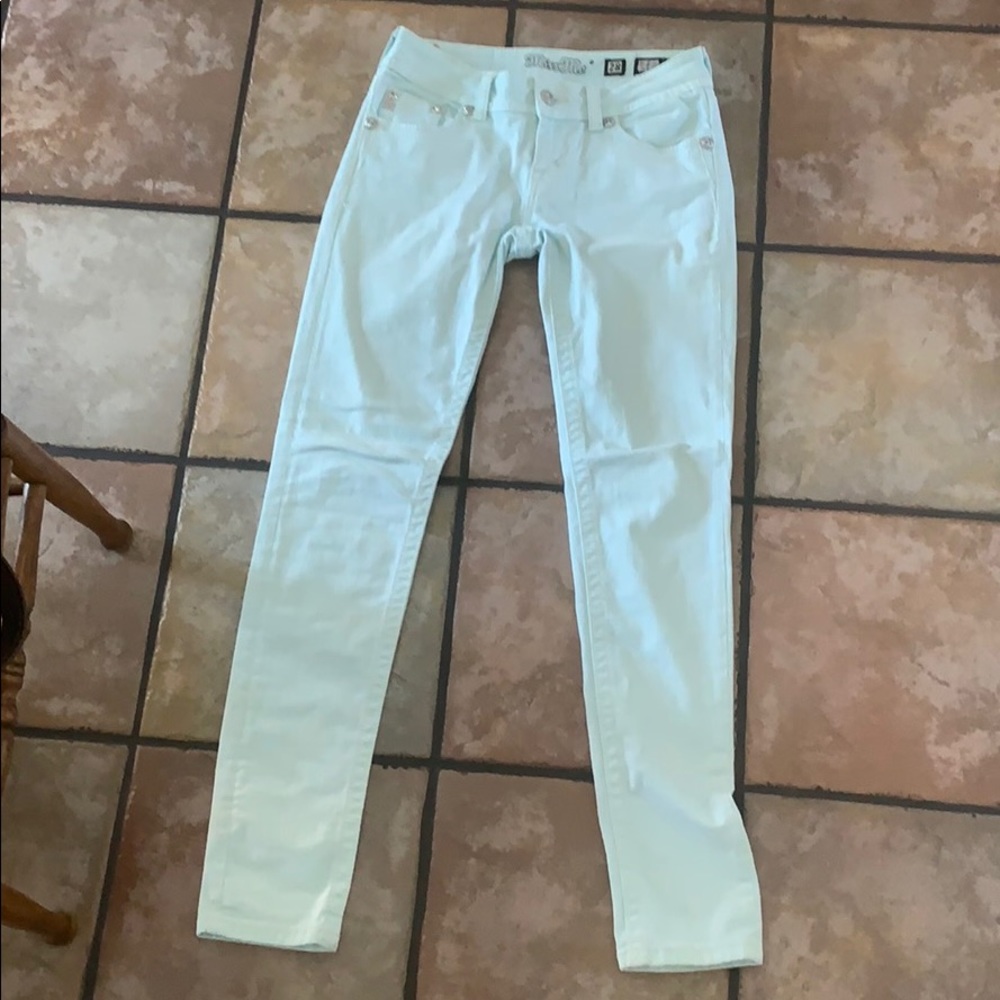 MISS ME TEAL SKINNY JEANS SIZE 28